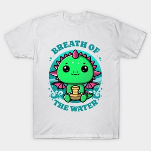 Kawaii Green Dragon - Breath of the water anime T-Shirt